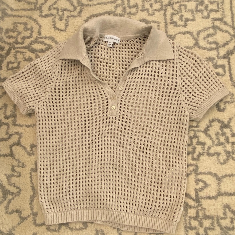 Calvin Klein Jeans Cream Knit Swim Coverup - Picture 4 of 5